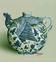 Yuan Feng første flad ovn i Jingdezhen blå og hvid pot